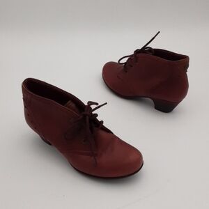 Rockport Women's Burgundy Lace-Up Ankle Booties Shoes Casual Office 6 Leather